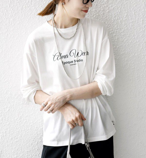 SHIPS any「【SHIPS any別注】MONMIMI:〈洗濯機可能〉ロゴ プリント ロンTEE 25AW」|Tシャツ・カットソー|ホワイト