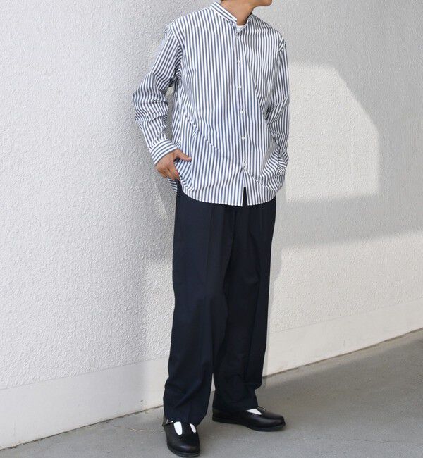 SHIPS any「SHIPS any: LIM BLESS ソリッド / ストライプ バンドカラー シャツ 25AW◇」|シャツ・ブラウス|