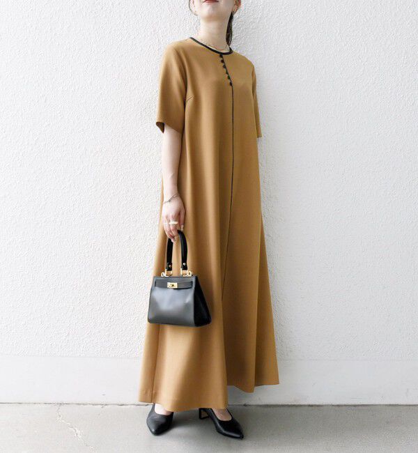 SHIPS any「SHIPS any:〈洗濯機可能〉ウーステッド パイピング ボタン フレア ワンピース」|ワンピース|