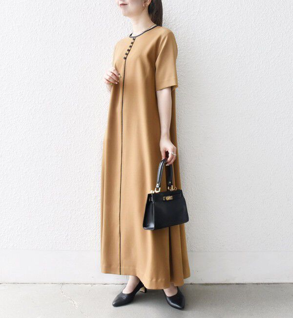 SHIPS any「SHIPS any:〈洗濯機可能〉ウーステッド パイピング ボタン フレア ワンピース」|ワンピース|