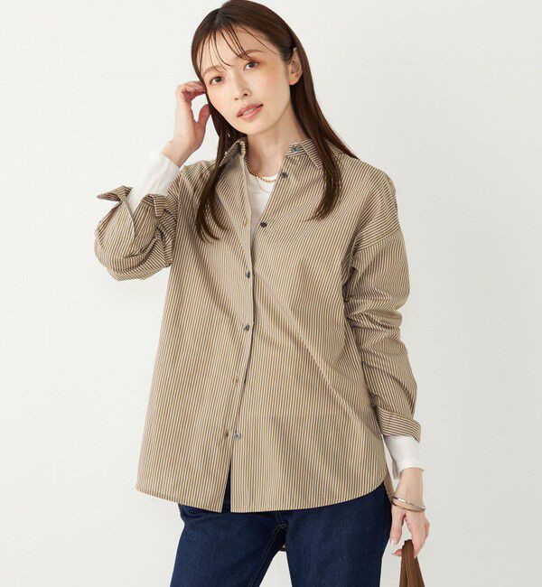 SHIPS Colors 「SHIPS Colors:〈手洗い可能〉ストライプ オーバー シャツ」|シャツ・ブラウス|