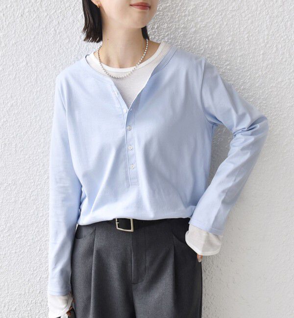 SHIPS for women「レイヤード ライク ヘンリーネック プルオーバー」|Tシャツ・カットソー|