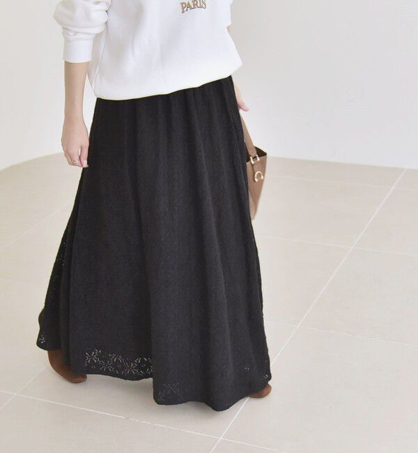 quaranciel「quaranciel:〈洗濯機可能〉フラワー レース フレア スカート」|フレア|