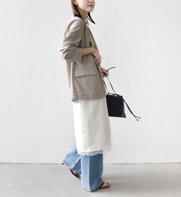 SHIPS for women「〈洗濯機可能〉ダル サテン 裾 レース スカート」|スカート|