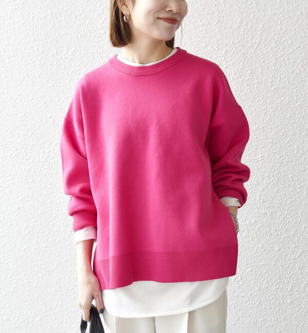 SHIPS any「SHIPS any:〈手洗い可能〉サイドスリット クルーネック ルーズ プルオーバー」|ニット・セーター|