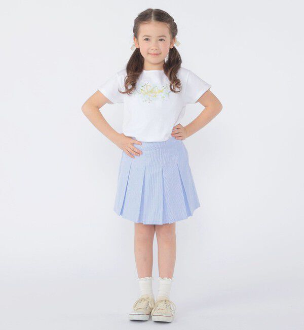 SHIPS KIDS「SHIPS KIDS:100～130cm / ガーリー エンブロイダリー ロゴ Tシャツ」|Tシャツ・カットソー|