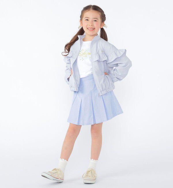 SHIPS KIDS「SHIPS KIDS:100～130cm / ガーリー エンブロイダリー ロゴ Tシャツ」|Tシャツ・カットソー|