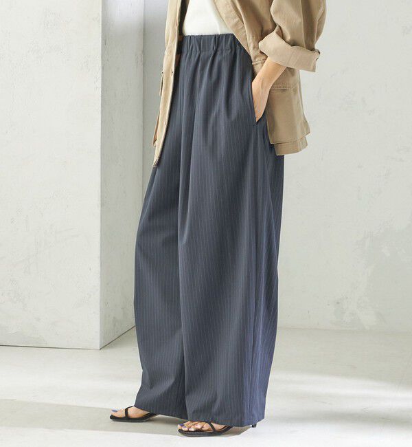 SHIPS for women「〈手洗い可能〉トロ ピン ストライプ ウエスト ギャザー パンツ」|その他|