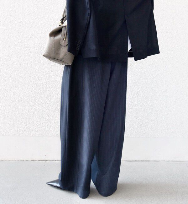 SHIPS for women「〈手洗い可能〉トロ ピン ストライプ ウエスト ギャザー パンツ」|その他|