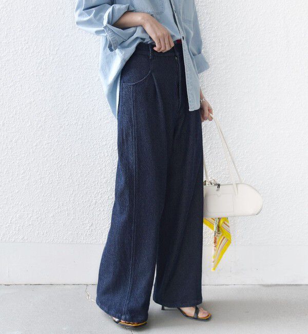 SHIPS for women「《予約》〈手洗い可能〉ルーズ デニム ポケット デザイン パンツ」|デニム|