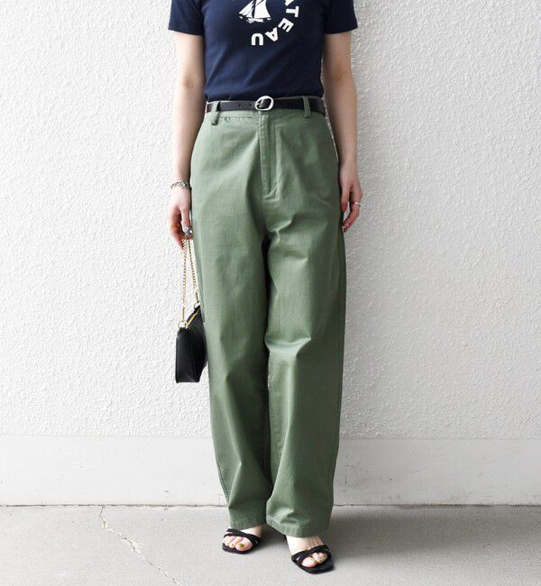 SHIPS any「《予約》SHIPS any:〈洗濯機可能〉チノ ハイウエスト セミワイド パンツ」|チノ|オリーブ