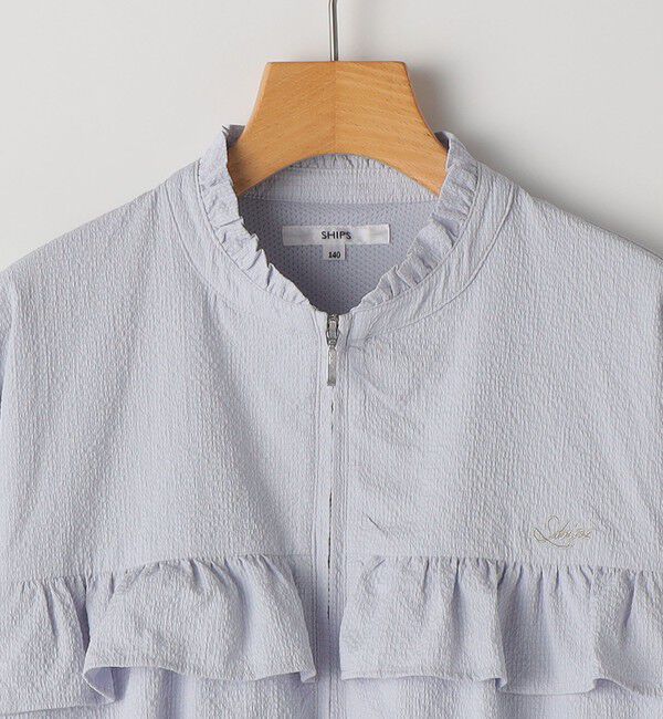 SHIPS KIDS「SHIPS KIDS:140～150cm / 〈UVカット〉ドライタッチ フリル ライト ブルゾン」|ブルゾン・スタジャン|