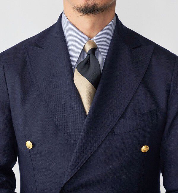 SHIPS「【SHIPS別注】TUDOR ROSES: シルク レップ ワイド ストライプ ネクタイ」|ネクタイ・蝶ネクタイ|ネイビー