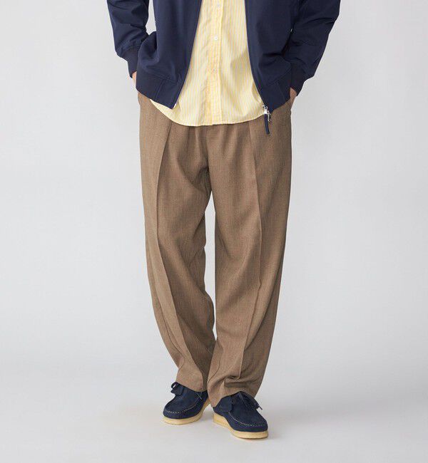 SHIPS「SHIPS: ハイブリッド ツイル ワイド ピンタック イージーパンツ」|その他|ブラウン