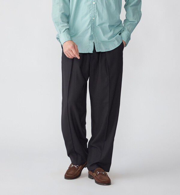 SHIPS「SHIPS: ハイブリッド ツイル ワイド ピンタック イージーパンツ」|その他|ネイビー