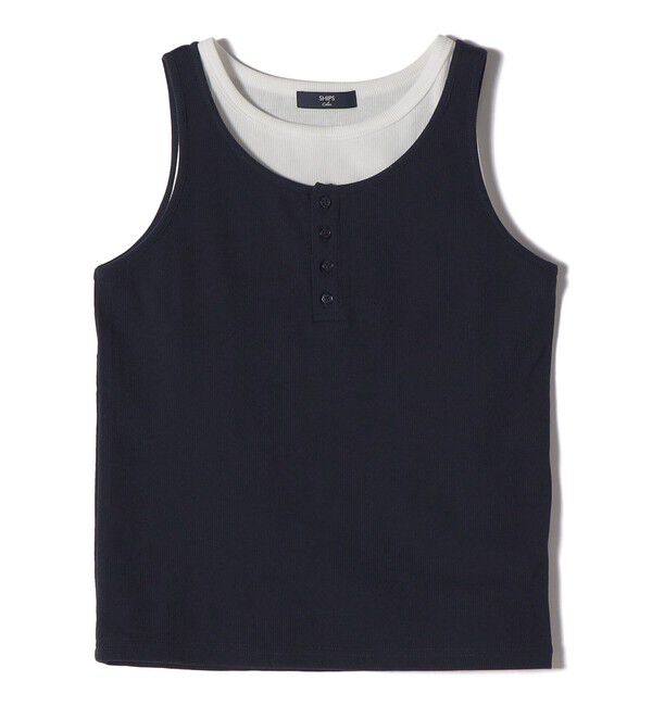 SHIPS Colors 「《予約》SHIPS Colors:〈手洗い可能〉レイヤード タンクトップ セット◆」|タンクトップ|ネイビー