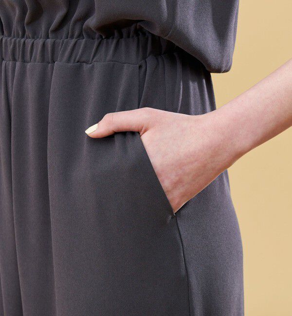 DES PRES「ジャージーライクジョーゼット ロングジレ付きオールインワン」|オールインワン|