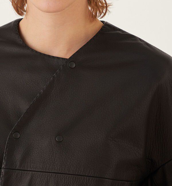GALERIE VIE「ゴートレザー ショートジャケット」|ノーカラージャケット|