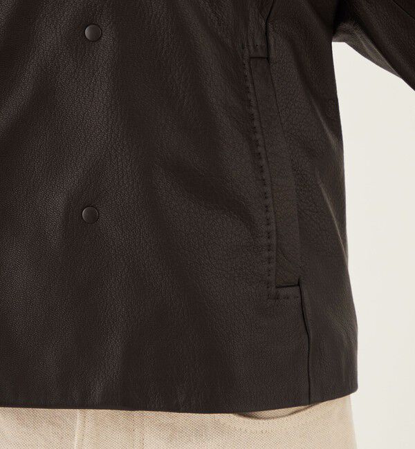 GALERIE VIE「ゴートレザー ショートジャケット」|ノーカラージャケット|