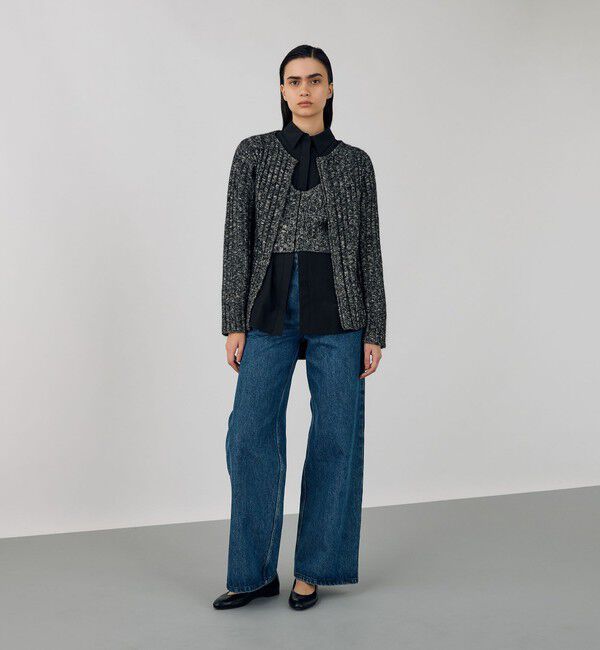 DES PRES「アルパカミックススラブ クルーネック ニットジャケット」|ブルゾン・スタジャン|