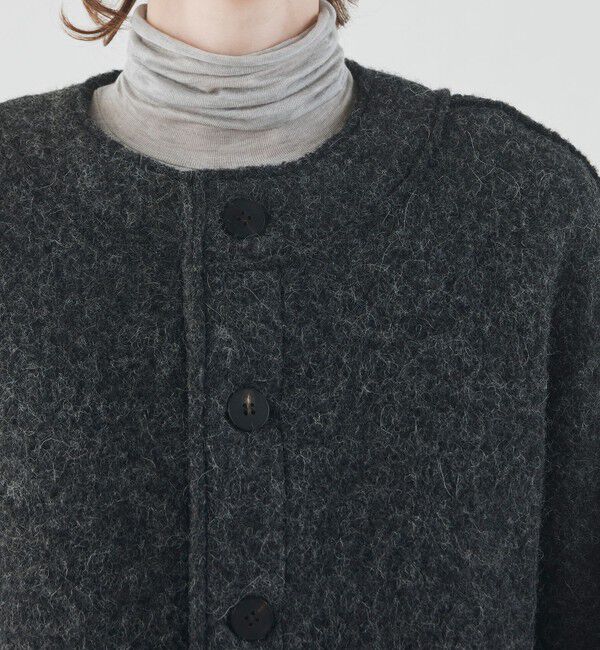 GALERIE VIE「シープジャージー クルーネックジャケット」|ノーカラージャケット|