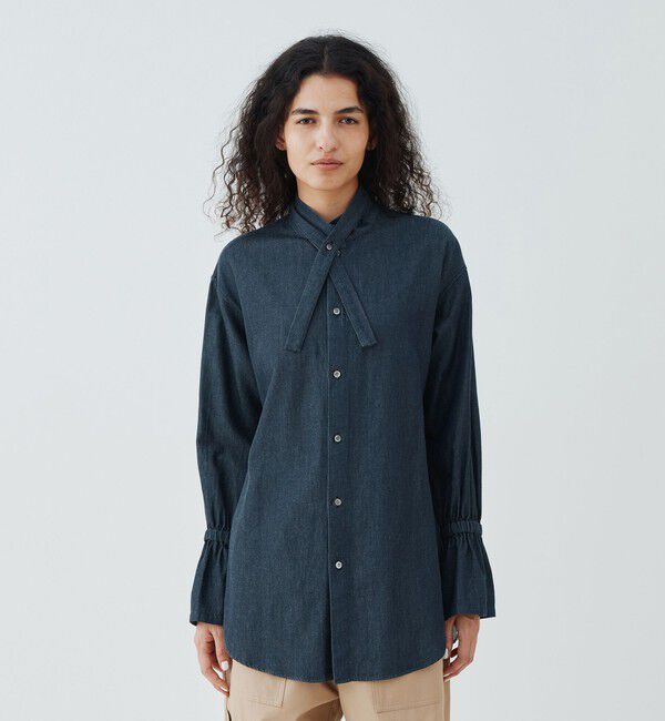 GALERIE VIE「デニムダンガリー ギャザーカフシャツ」|シャツ・ブラウス|