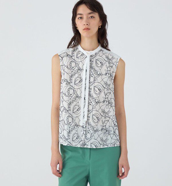 TOMORROWLAND collection「サンフラワーエンブロイダリーコンビ ボウタイブラウス」|シャツ・ブラウス|