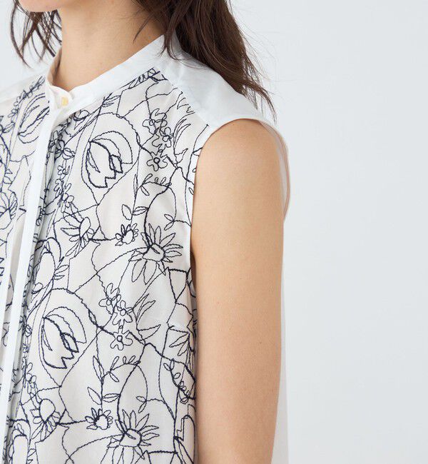 TOMORROWLAND collection「サンフラワーエンブロイダリーコンビ ボウタイブラウス」|シャツ・ブラウス|