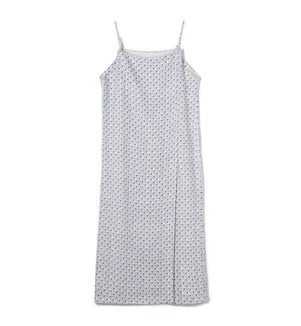 SOULEIADO「リネンプリント ラップキャミソールドレス」|ワンピース|62 ライトブルー系