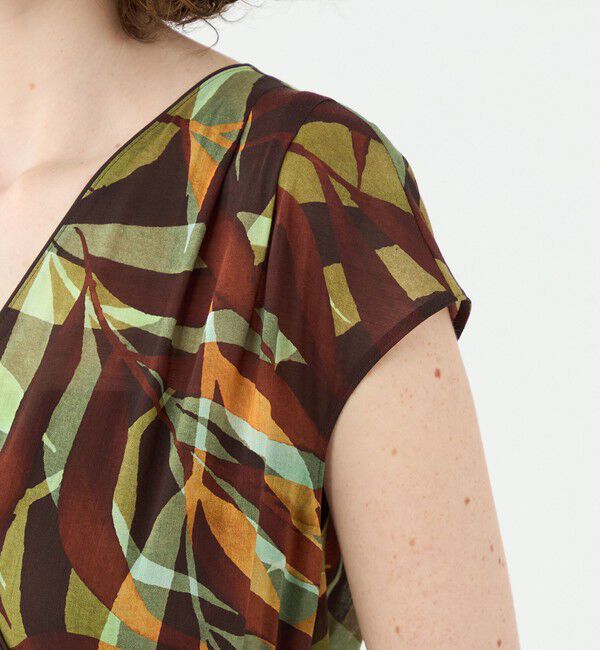 Ballsey「スタックリーフプリント カシュクールライクワンピース」|ワンピース|