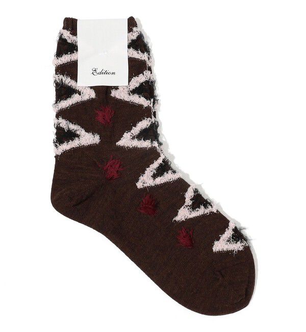 Edition「ジャカードソックス」|ソックス|45 キャメル