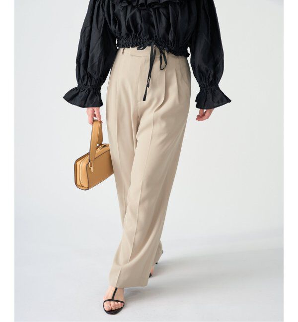 IENA「《追加2》TA/PL ジョーゼットタックワイドパンツ」|スラックス|