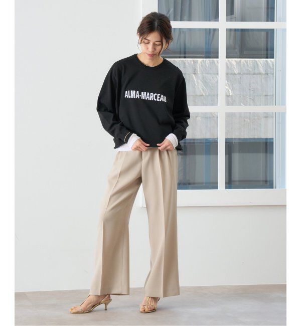 IENA「《追加2》TA/PL ジョーゼットタックワイドパンツ」|スラックス|