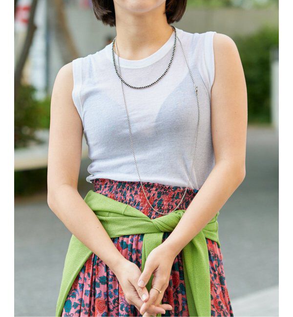 IENA LA BOUCLE「《追加》IENA LA BOUCLE 水撚りガスフライスノースリーブ」|Tシャツ・カットソー|ホワイト