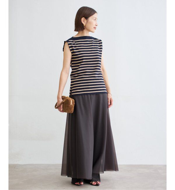 IENA「《追加》SEATTLE 度詰め ボーダー ノースリーブ」|ニット・セーター|