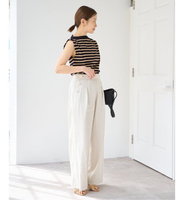 IENA「《追加》SEATTLE 度詰め ボーダー ノースリーブ」|ニット・セーター|