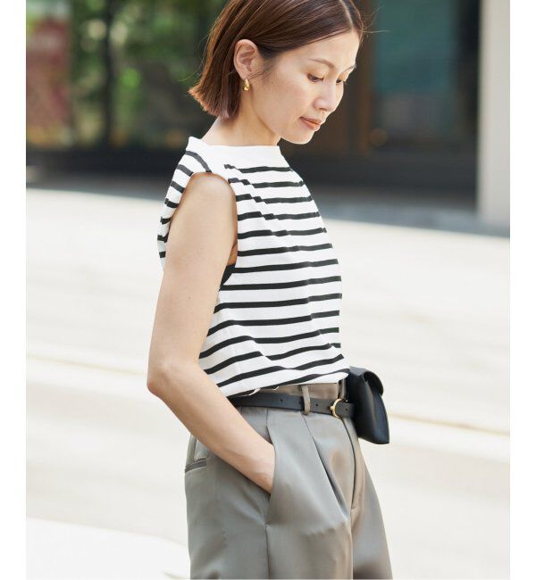 IENA「《追加》SEATTLE 度詰め ボーダー ノースリーブ」|ニット・セーター|