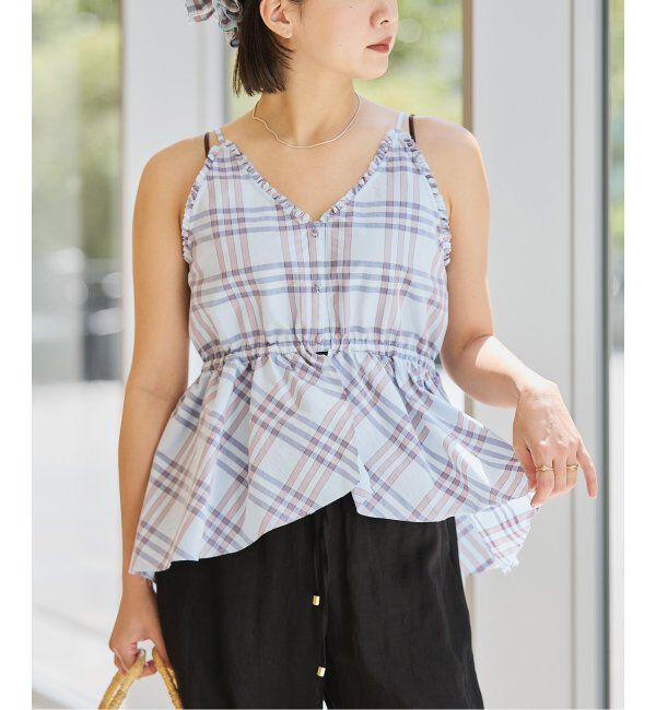 IENA LA BOUCLE「IENA LA BOUCLE C/Pポプリンチェックキャミソール」|キャミソール|