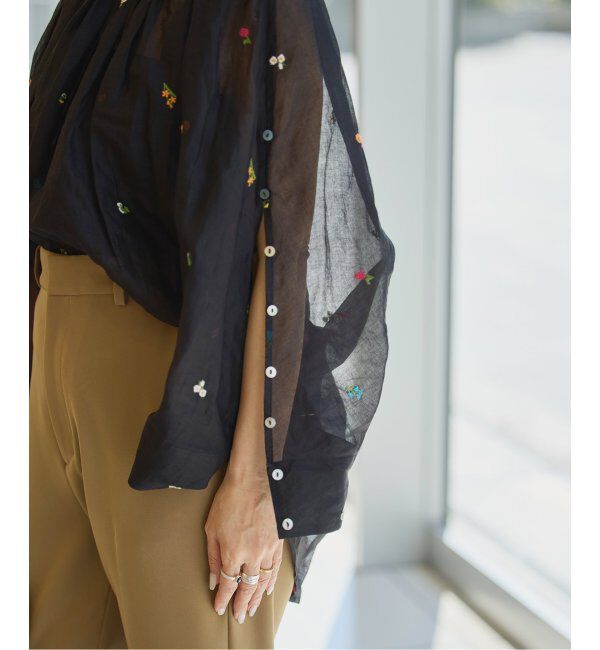 IENA LA BOUCLE「IENA LA BOUCLE フラワー刺繍ボレロブラウス」|シャツ・ブラウス|