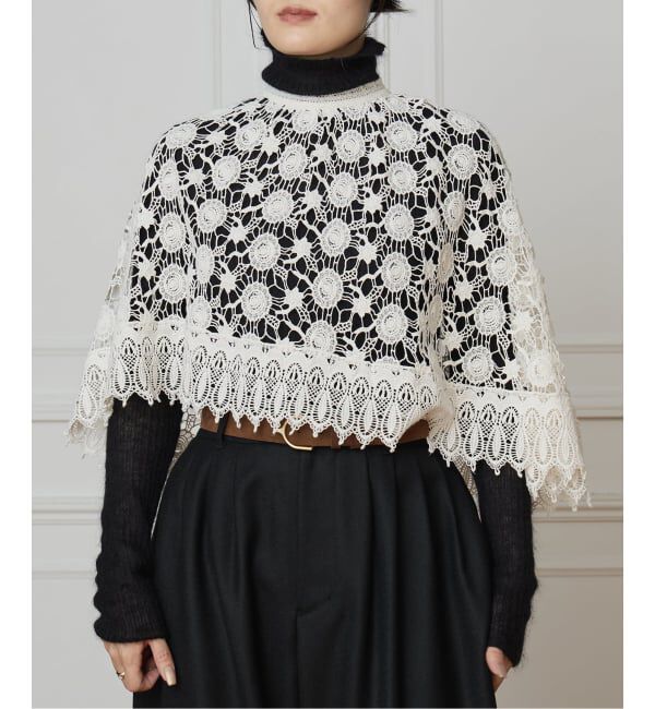 IENA LA BOUCLE「IENA LA BOUCLE レースポンチョ」|シャツ・ブラウス|ホワイト