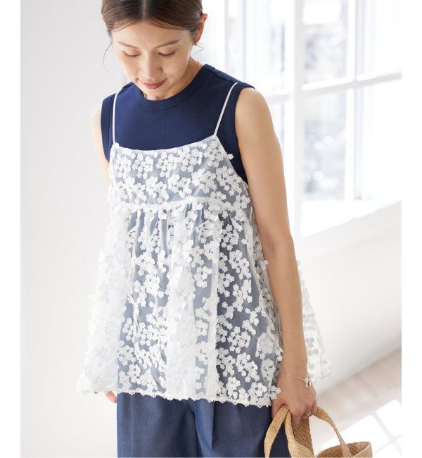 IENA「《追加》フラワーエンブロイダリー キャミソール」|キャミソール|