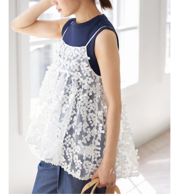 IENA「《追加》フラワーエンブロイダリー キャミソール」|キャミソール|