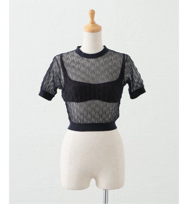 IENA「NICENICE MOMENT/ナイスナイスモーメント LACE KNIT TOP カットソー NNM1-25SS-004」|Tシャツ・カットソー|