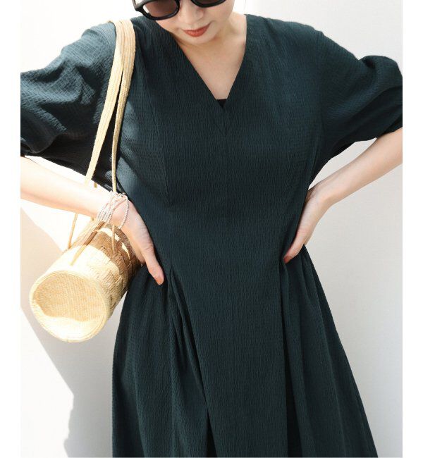 IENA「《追加》B. サッカーVネックワンピース」|ワンピース|