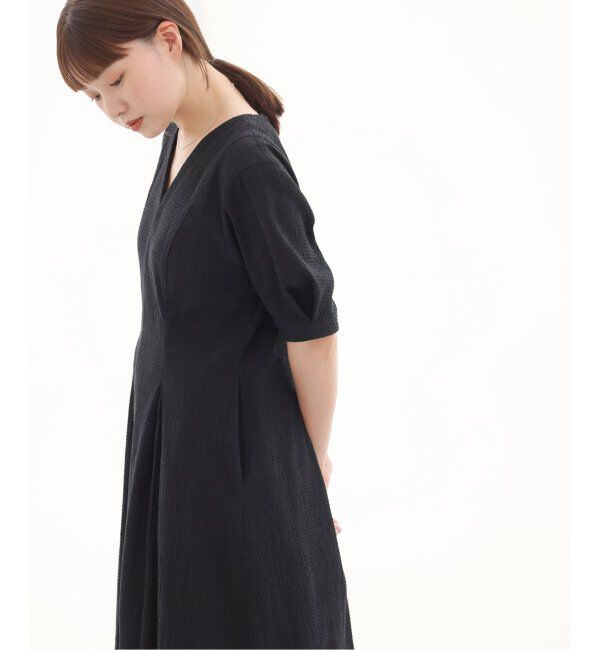 IENA「《追加》B. サッカーVネックワンピース」|ワンピース|