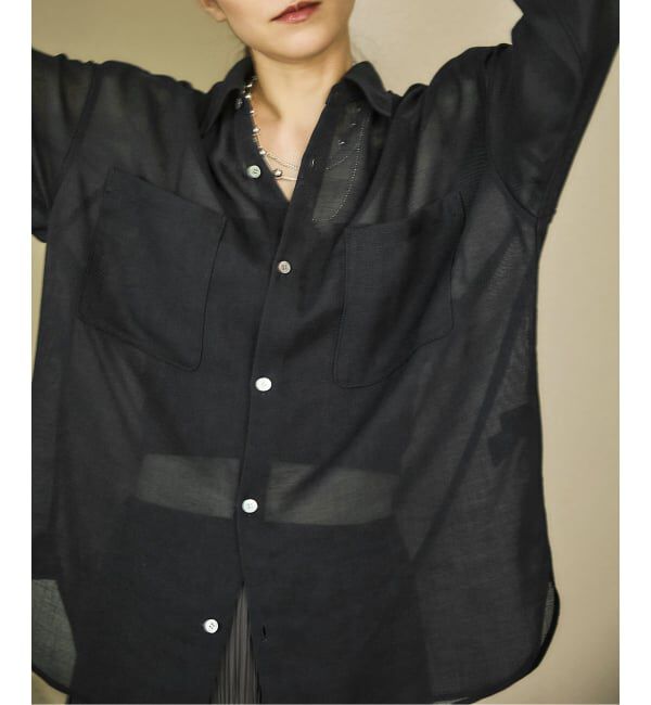 IENA「シアーメッシュ シャツ」|シャツ・ブラウス|ブラック