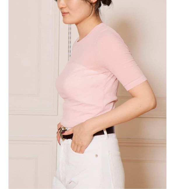 IENA LA BOUCLE「《追加2》IENA LA BOUCLE 水撚りガスフライス半袖プルオーバー」|Tシャツ・カットソー|