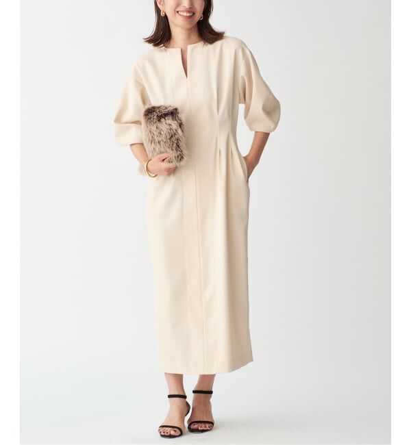 VERMEIL par iena「《追加2》P/Ryツイルウエストシェイプワンピース」|ワンピース|ナチュラル