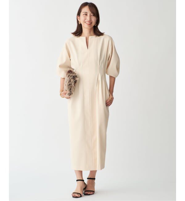 VERMEIL par iena「《追加2》P/Ryツイルウエストシェイプワンピース」|ワンピース|