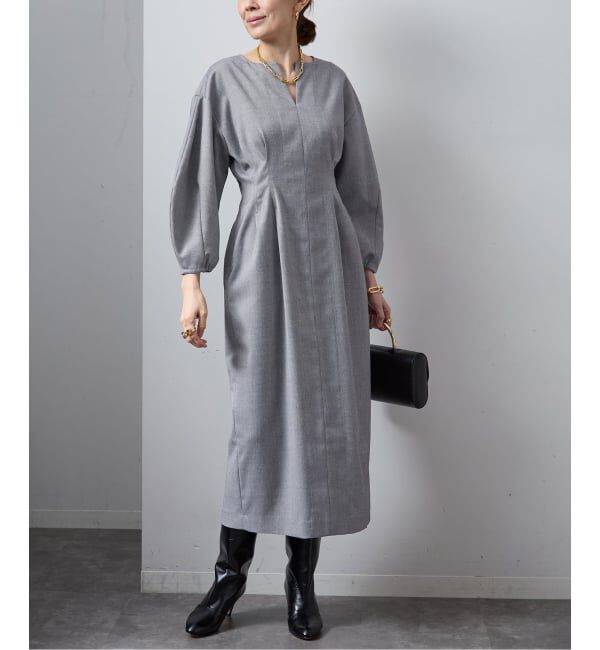 VERMEIL par iena「《追加2》P/Ryツイルウエストシェイプワンピース」|ワンピース|